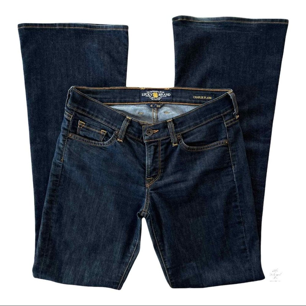Lucky Brand Charlie Flare 8” Rise Flare Leg Jean Lightweight Dark Denim